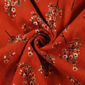 Nouvelle mode polaire douce, matière première en Polyester, Design à rayures extensibles, tissu en velours côtelé imprimé Floral 21W pour la couture de robes - Product Image 3