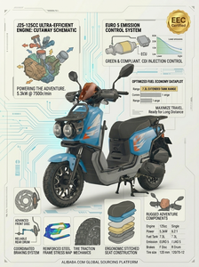 Scooter à injection de carburant Euro 5 125CC, 4 temps, refroidissement par air, 80 km/h, moto à essence pour adultes avec frein à disque - Product Image 3
