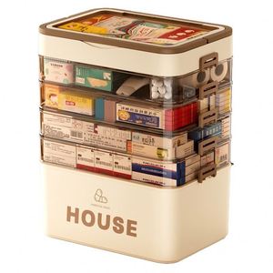 Kit médical promotionnel personnalisé avec logo - Boîte de rangement portable multi-couches à grande capacité avec couvercle rabattable pour la maison et les voyages - Product Image 1