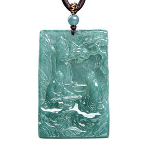 Pendentif Bouddha en Jadeite Naturelle Bleu Eau Paysage, UNISEXE, Style Chinois, Cadeau avec Certificat d'Expertise E037 - Product Image 5