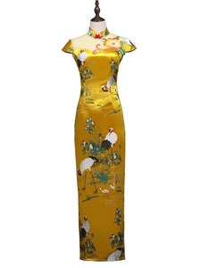 Vestido Qipao Amarillo de Estilo Tradicional Chino, Traje Largo para Actuación Anual, Disfraz Retro para Coro de Adultos, <span class=keywords><strong>Cheongsam</strong></span> para Mujer - Product Image 5