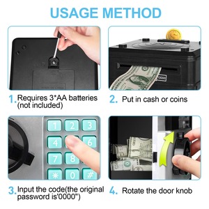 Tirelire électronique en plastique pour enfants, mini distributeur automatique de billets, boîte d'épargne sécurisée avec clavier à mot de passe à défilement automatique, jouet bancaire écologique - Product Image 5