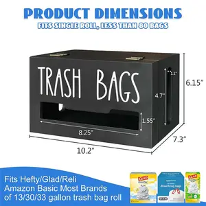 Plastic Bag Holder Wall Mounted Wooden Home Kitchen Trash Can Liner Organizer Trash Bag Holder For Plastic Bags