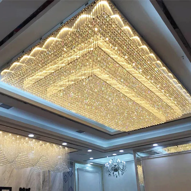 High-end Custom Hotel Lobby Large Chandelier Shopping Mall Decorative Lamp Glass Modern Ceiling Lights