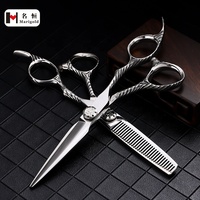 Ciseaux de coiffure professionnels à lame affûtée en acier inoxydable SUS440C de 6,0 pouces, poignée rotative, pour droitiers