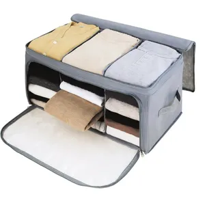 2019 hot 84L Heavy Duty Large Foldable Fabric Cloth Blankets Under Bed Storage bag For Clothes