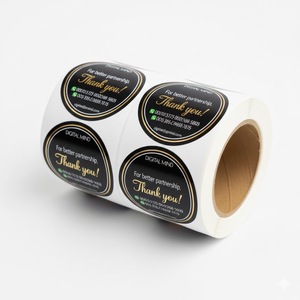 Benutzerdefiniertes Logo Holographische Vinyl-Klebeetiketten-Rolle für Produkt-Branding Verpackung Personalisierte Aufkleber Schwarz Goldfolie - Product Image 1