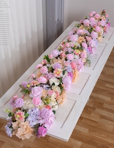 热销手工塑料人造花玫瑰桌旗婚礼中心装饰花拱门2M白色粉色玫瑰母亲节 - Product Image 4
