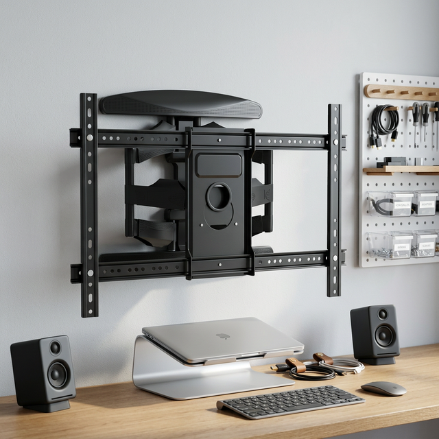 Dual Swivel Articulating Tilt 6-Arm Full Motion TV Wall Mount Bracket Durable Steel LCD Stand for 40''-85'' Flat Screen LED 4K