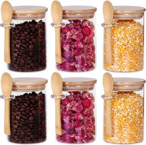 High Borosilicate Glass Spice <b>Storage</b> Containers Bamboo Lid Silicone Pad Clear Square Design Detachable Food Container - Product Image 1
