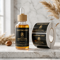 Étiquette autocollante en vinyle imperméable durable noir et or avec logo personnalisé pour produits cosmétiques, étiquette pour shampoing