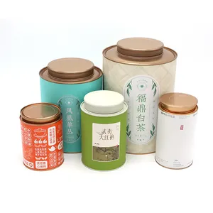 Coffee Tea Paper Container Box Cylinder Tea Tin Canister Paper Cans Packaging White Craft Paper Food Customized Embossing Powder