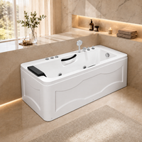 Baignoire à remous murale avec rebord à motif ondulé, poignée moulée et appui-tête rembourré 31x67 pouces