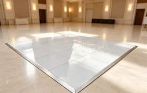 Plancher de danse en contreplaqué blanc de haute qualité avec rampe en aluminium à vendre - Product Image 1