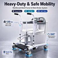 Chaise de transfert pour personnes âgées à siège hydraulique rotatif à 180 degrés, fauteuil roulant multifonctionnel mobile avec fonction douche et toilettes pour les soins à domicile