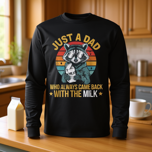 Juste un papa qui revient toujours avec la tasse de lait, t-shirt à manches longues, cadeau pour la fête des pères - Product Image 3