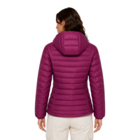 Veste courte matelassée à capuche bordeaux pour femme, manteau d'hiver chaud et matelassé, veste décontractée coupe-vent en duvet pour femmes