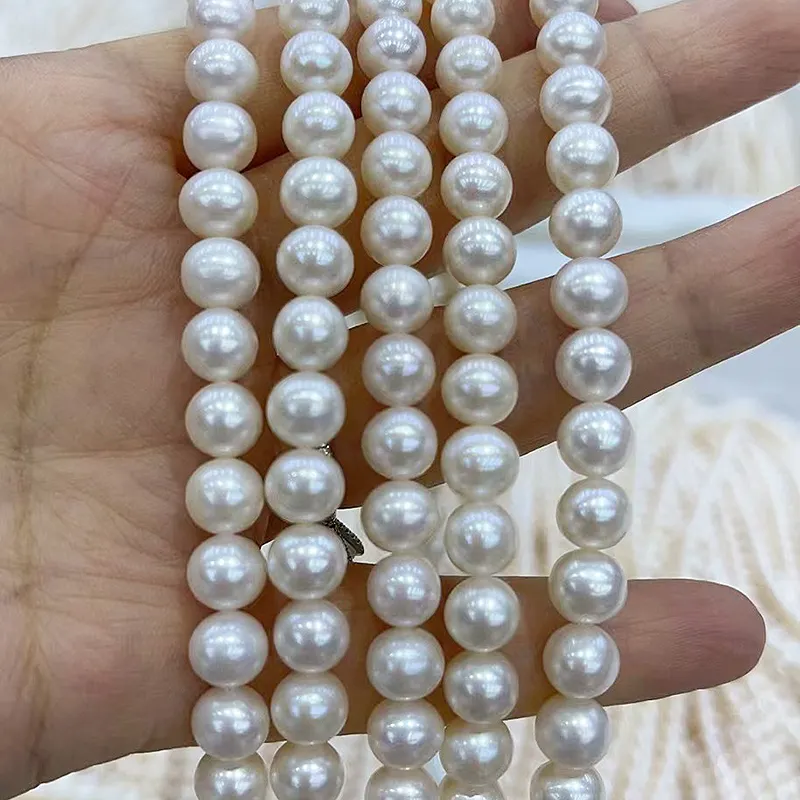 Wholesale Price Exquisite Round 4A Natural Freshwater Pearl Strand Pearl White Round Pearl Jewelry Necklace