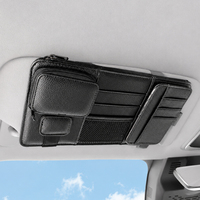 Bolsa de Almacenamiento para Visera de Coche con Clip para Tarjetas Desmontable, Clip Magnético para Gafas de Sol y Capa de Bloqueo RFID para Tarjetas y Billetes