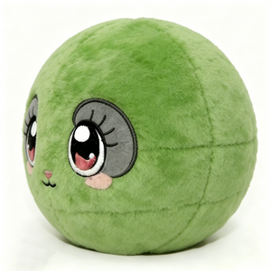 Peluche Personalizado de Animal Redondo Verde, Juguete de Peluche Suave con Ojos Grandes Bordados, Adorable Peluche Esponjoso - Product Image 1