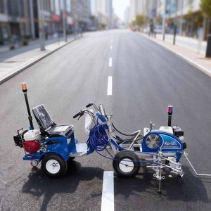 Machine de marquage routier bibo, manuelle, à pousser, pour la peinture de lignes de chaussée à rayures zébrées, avec éclairage - Product Image 1