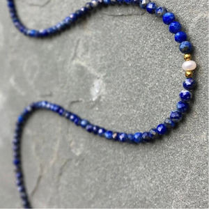 Collar de Gargantilla Minimalista <span class=keywords><strong>y</strong></span> Elegante con Cuentas de Lapislázuli Azul <span class=keywords><strong>y</strong></span> Perla de Agua Dulce - Product Image 6