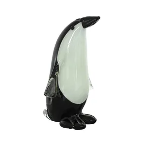 家居装饰批发可爱穆拉诺玻璃企鹅雕塑动物雕像