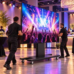 หน้าจอ LED แบบพับได้ขนาด 108 นิ้ว รุ่น P0.9 พร้อมล้อเลื่อน ความละเอียด 2K HD จอแสดงผล LED ไร้รอยต่อ สำหรับงานปาร์ตี้ส่วนตัวและกิจกรรมบันเทิงในร่ม - Product Image 5