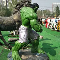 สวนกลางแจ้งขายส่งที่มีคุณภาพสูงการ์ตูนไฟเบอร์กลาสยักษ์ Hulk รูปปั้น