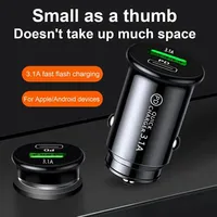 Chargeur de voiture double port USB-A/Type-C avec matériau ABS, adaptateur de charge rapide 3.1A pour allume-cigare automobile