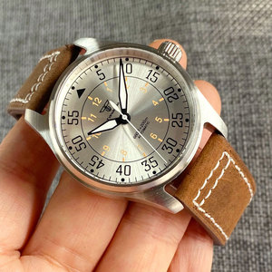 39 毫米 Tandorio <span class=keywords><strong>Pilot</strong></span> NH35 潜水豪华手表男士太阳纹银色 20 巴防水运动时钟蓝宝石玻璃卡其色表带 - Product Image 4