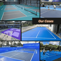 Revêtement de sol en PVC pour pickleball avec revêtement acrylique, tapis de terrain de sport haute résilience pour intérieur et extérieur