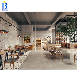 Barra de madera <span class=keywords><strong>vintage</strong></span> moderna personalizada para cafeterías y teterías Diseño de mostrador de quiosco de cafetería artística para uso en escaparate - Product Image 4