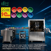 Machine de codage laser UV à double tête avec système d'inspection visuelle et de rejet pour la traçabilité anti-contrefaçon des bouchons de bouteilles