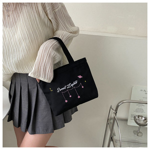 Bolsa de Mano de Lona Bordada CHOS, Gran Capacidad, Estilo Coreano, Linda Impresión de Letras, Elegante Bolsa de Compras para el Hombro - Product Image 5