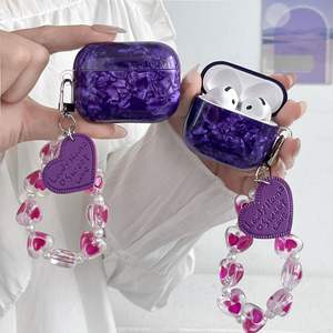 Étui adapté aux AirPods Pro 3, nouvelle chaîne pendentif en forme de cœur violet foncé, étui pour écouteurs souple et résistant aux chocs, couverture intégrale. - Product Image 3