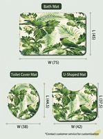 Ensemble de 3 pièces Rideau de Douche et Tapis en Polyester Style Nordique Imprimé Tropical Imperméable Lavable en Machine Certifié BSCI DieYu Impression