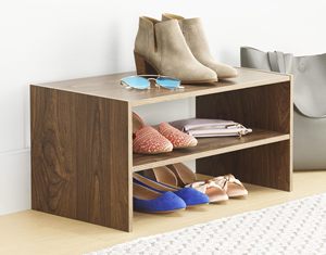 <span class=keywords><strong>Scarpiera</strong></span> Moderna in Legno Impilabile a 2 Ripiani, Finitura Noce, 60 cm, <span class=keywords><strong>per</strong></span> Soggiorno, Camera da Letto, Hotel e Ufficio Domestico - Product Image 2