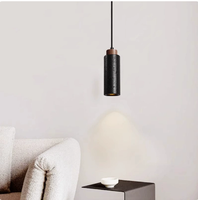 Lampe suspendue cylindrique en pierre Wabi Sabi, mini lampe suspendue en bois massif pour chevet, bar, comptoir