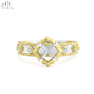 Anillos de Compromiso de Calidad Excepcional, Anillos de Boda de Oro Amarillo y Blanco Sólido de 18K con Diamantes Naturales - Product Image 2