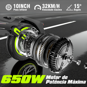 สกู๊ตเตอร์ไฟฟ้าพับได้ Brazil Stock E9MAX-n กำ<span class=keywords><strong>ลัง</strong></span>ไฟ 650 วัตต์ แบตเตอรี่ลิเธียม 15 แอมป์ชั่วโมง ความเร็ว 32 กม./ชม. ระยะทางวิ่ง 40 กม. ล้อขนาด <span class=keywords><strong>10</strong></span> นิ้ว รองรับน้ำหนักได้ 120 กก. - Product Image 2