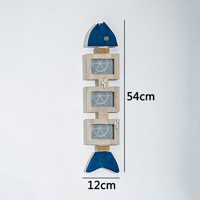 Marco de fotos de 3 paneles con forma de pez