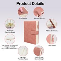 Ensemble de carnets et marque-pages en cuir PU rose personnalisés avec logo promotionnel pour le bureau et les affaires