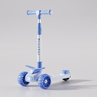 Trottinette pour enfants 3 en 1 avec siège pliable, hauteur réglable, roues silencieuses et lumineuses, musique, lumière, plastique, jouet pour enfants de 3 à 6 ans