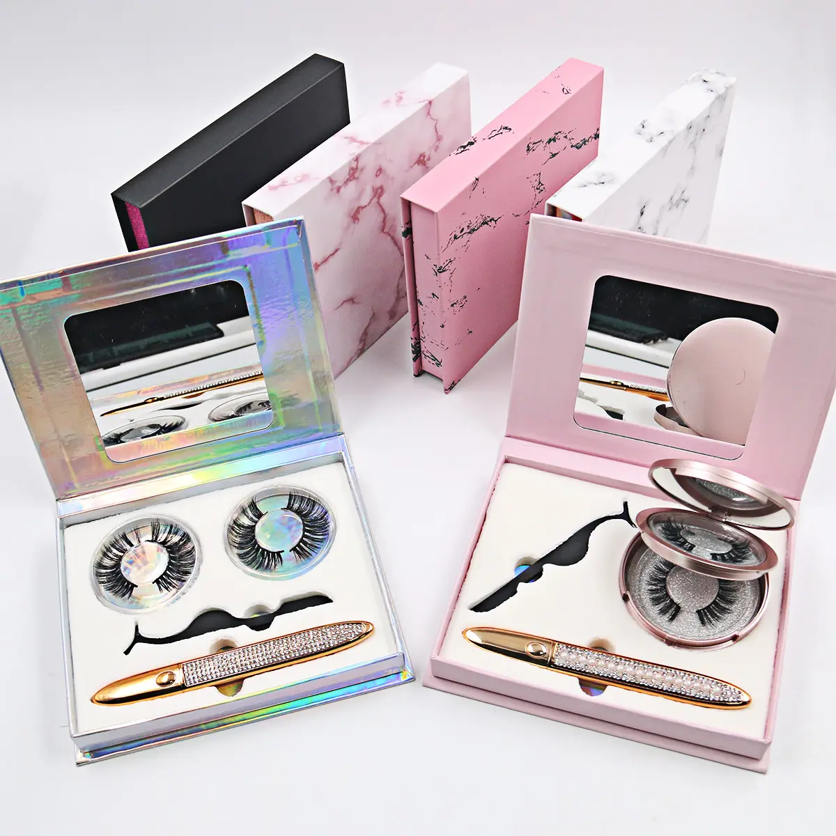 Magnetische Wimper Pakket 5d 25Mm Mink Wimpers Pakket Private Label Custom Wimper Verpakking Eyeliner 2 Pairs Lash Doos