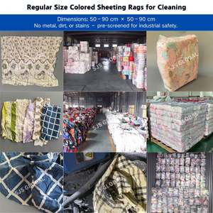 Paquete de trapos industriales multicolor de 20 trapos de algodón de colores estampados, absorbentes y reciclados para limpieza, en 10 kg - Product Image 5