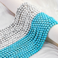 Vente en gros d'usine - Perles rondes en pierres précieuses naturelles turquoise blanches et bleues de 4, 6, 8, 10 et 12 mm pour la fabrication de bijoux