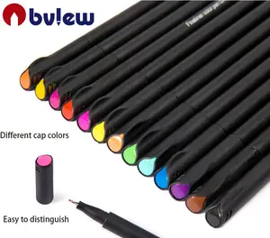 Bview caneta ponteiras de ponta fina para escrita, conjunto de canetas com 12 cores com ponta fina de 0.4mm para desenho de linha fina