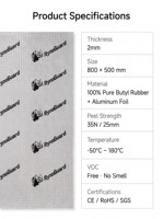 Tapis insonorisant pour voiture, plaque d'amortissement des vibrations en caoutchouc butyle de 2 mm, accessoires intérieurs de voiture, bouclier thermique automobile, tapis d'insonorisation pour voiture