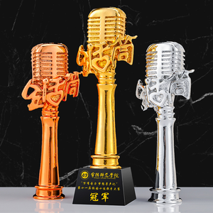 Kunden spezifische Crystal Trophy Golden Microphone Musik note Creative Engraved Awards Cup Mikrofon <span class=keywords><strong>Music</strong></span> Note Award Cup Trophäen - Product Image 3